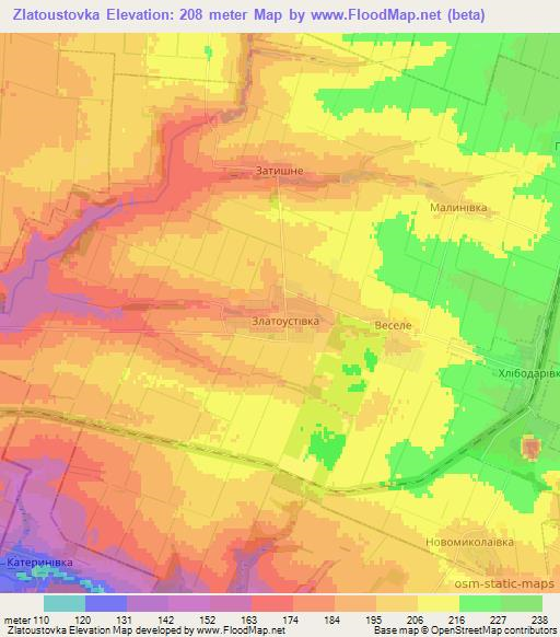 Zlatoustovka,Ukraine Elevation Map