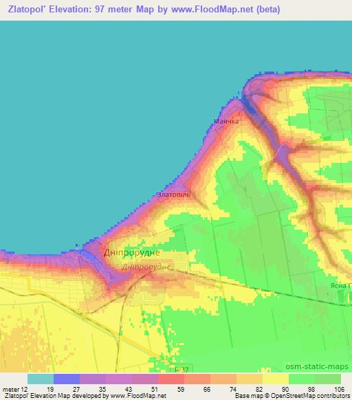 Zlatopol',Ukraine Elevation Map