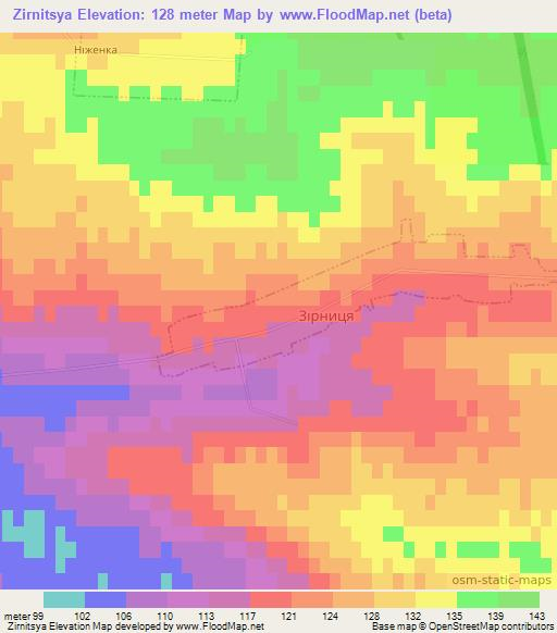 Zirnitsya,Ukraine Elevation Map