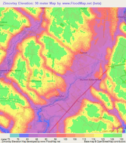 Zimovtsy,Ukraine Elevation Map
