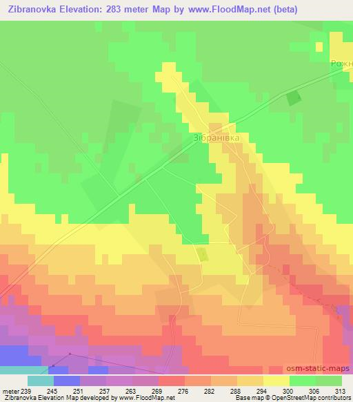 Zibranovka,Ukraine Elevation Map