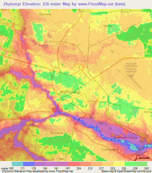 Zhytomyr,Ukraine Elevation Map