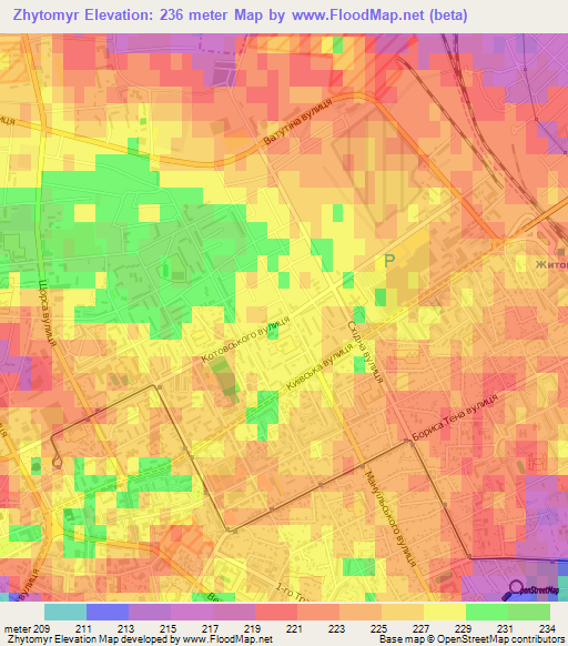 Zhytomyr,Ukraine Elevation Map