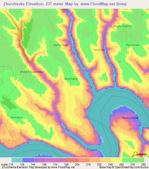 Zhurzhevka,Ukraine Elevation Map