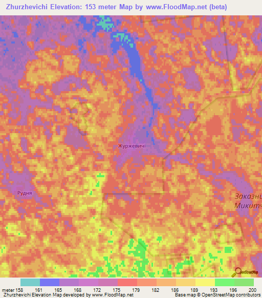 Zhurzhevichi,Ukraine Elevation Map