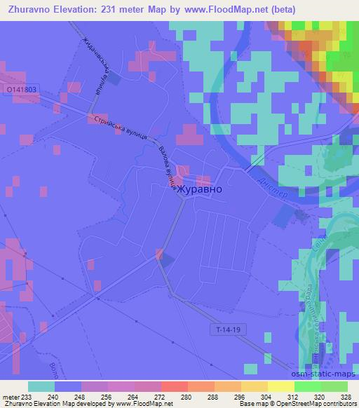 Zhuravno,Ukraine Elevation Map