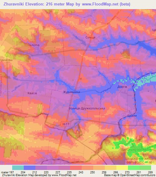 Zhuravniki,Ukraine Elevation Map