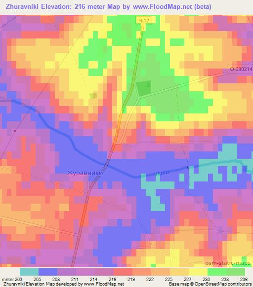 Zhuravniki,Ukraine Elevation Map