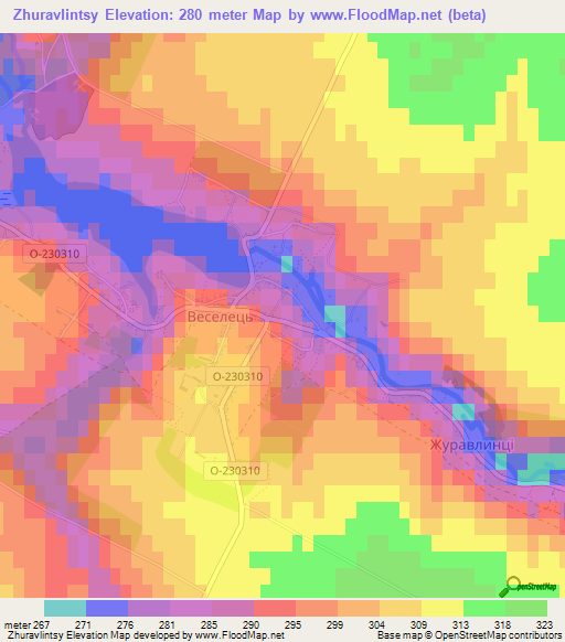 Zhuravlintsy,Ukraine Elevation Map