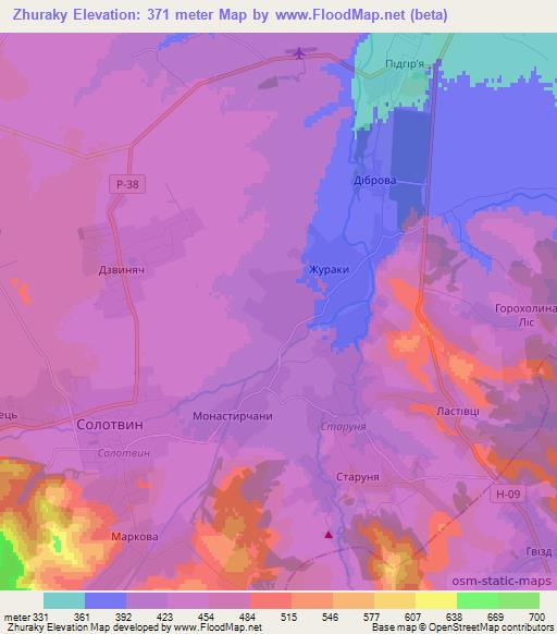 Zhuraky,Ukraine Elevation Map