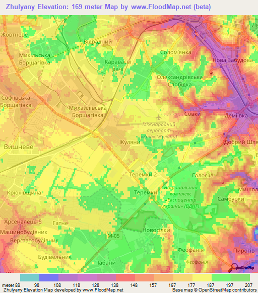 Zhulyany,Ukraine Elevation Map