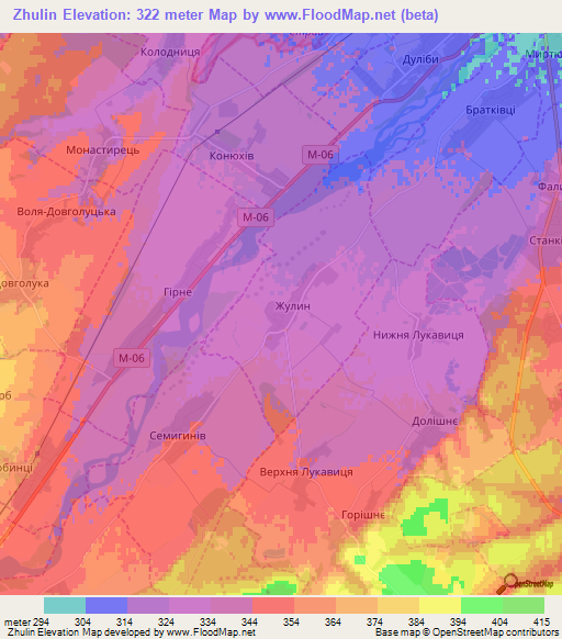 Zhulin,Ukraine Elevation Map