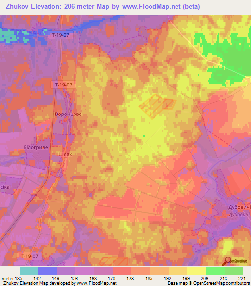 Zhukov,Ukraine Elevation Map