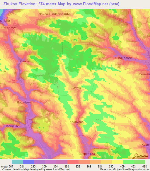 Zhukov,Ukraine Elevation Map