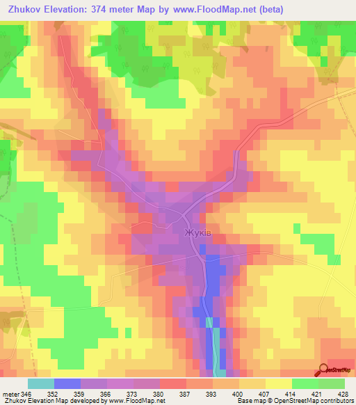 Zhukov,Ukraine Elevation Map