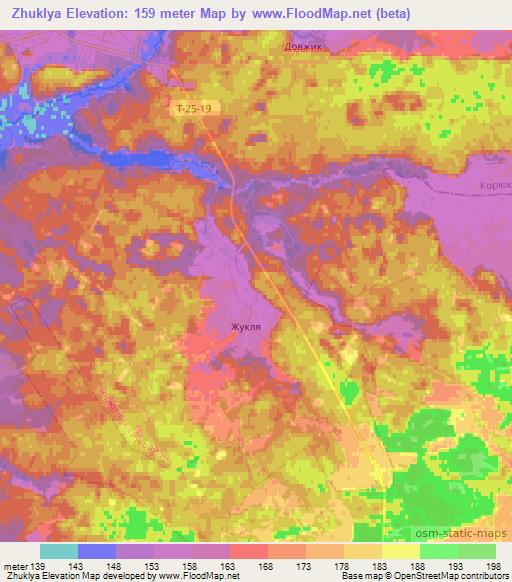 Zhuklya,Ukraine Elevation Map