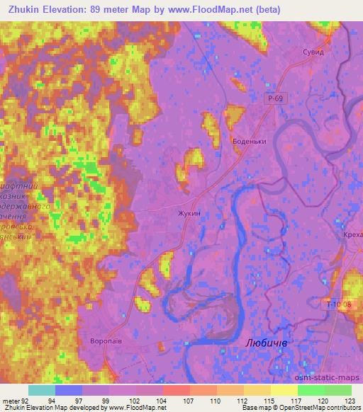 Zhukin,Ukraine Elevation Map