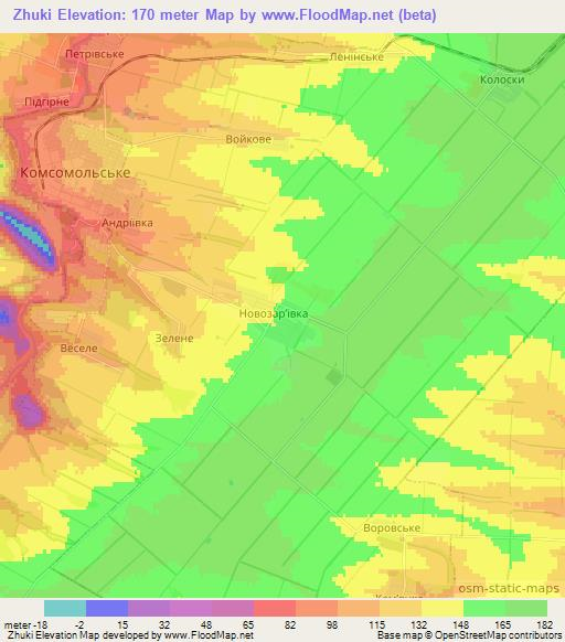 Zhuki,Ukraine Elevation Map