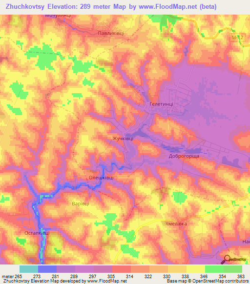 Zhuchkovtsy,Ukraine Elevation Map