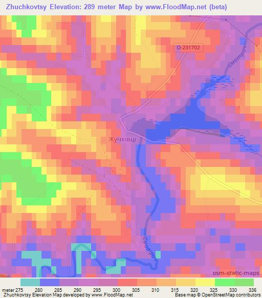 Zhuchkovtsy,Ukraine Elevation Map