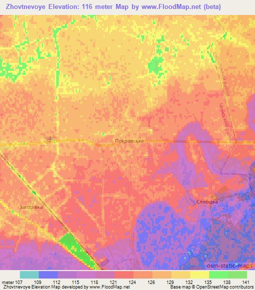 Zhovtnevoye,Ukraine Elevation Map