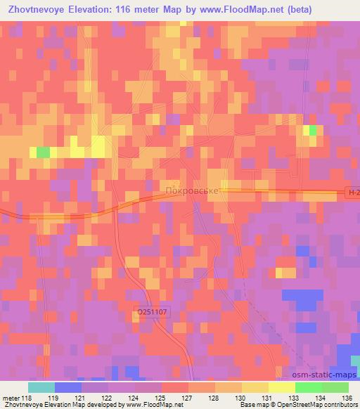 Zhovtnevoye,Ukraine Elevation Map