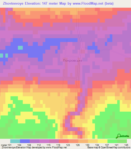 Zhovtnevoye,Ukraine Elevation Map