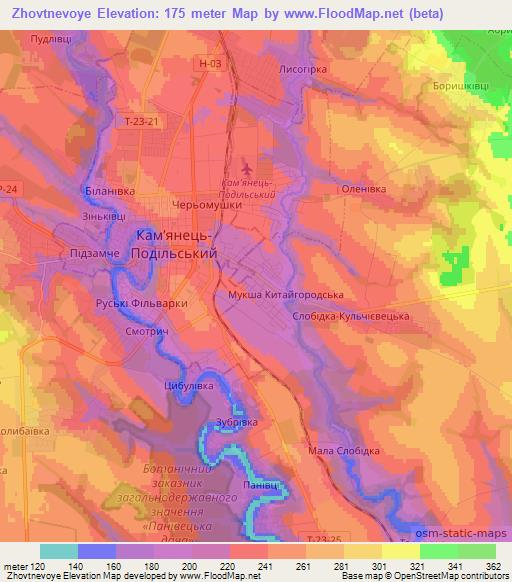 Zhovtnevoye,Ukraine Elevation Map
