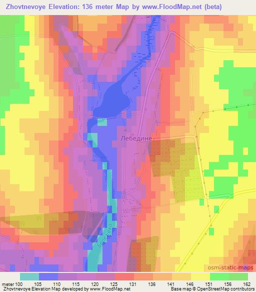 Zhovtnevoye,Ukraine Elevation Map