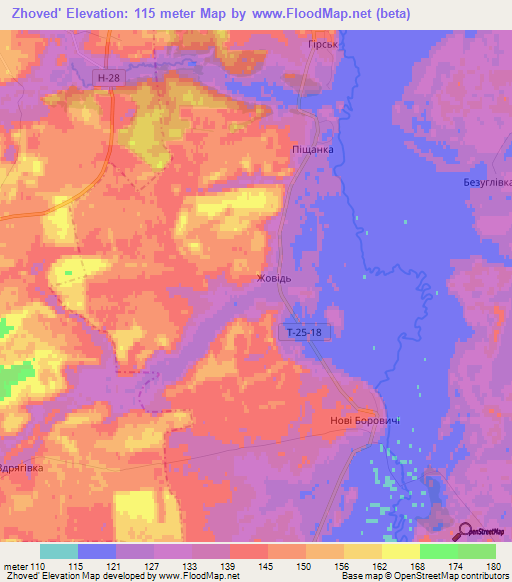 Zhoved',Ukraine Elevation Map
