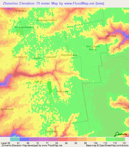 Zhmerino,Ukraine Elevation Map