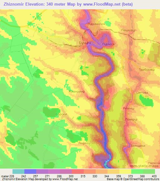 Zhiznomir,Ukraine Elevation Map