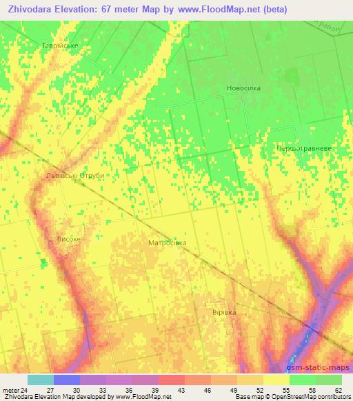 Zhivodara,Ukraine Elevation Map
