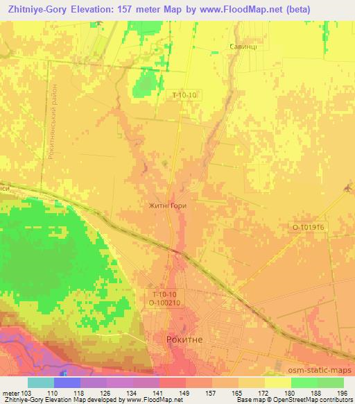 Zhitniye-Gory,Ukraine Elevation Map