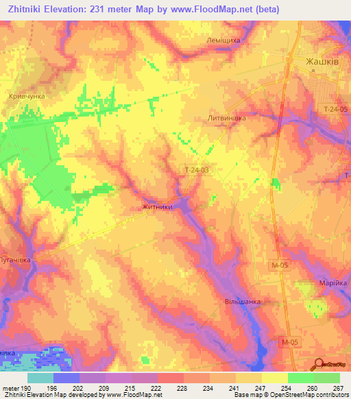 Zhitniki,Ukraine Elevation Map