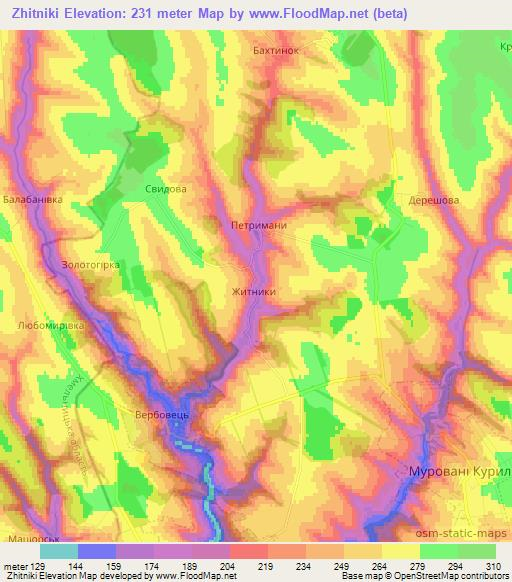 Zhitniki,Ukraine Elevation Map