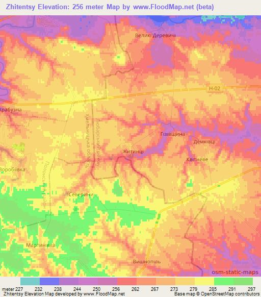 Zhitentsy,Ukraine Elevation Map