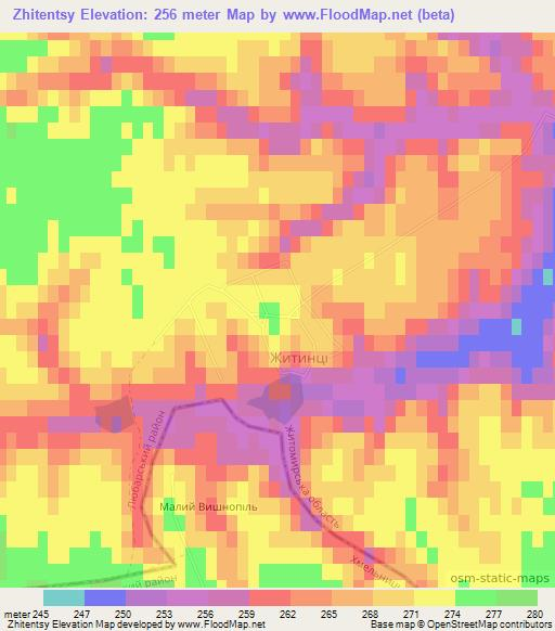 Zhitentsy,Ukraine Elevation Map