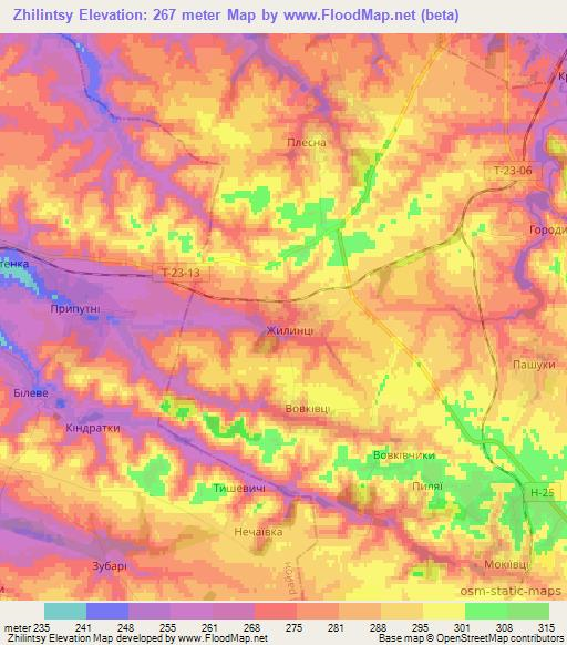 Zhilintsy,Ukraine Elevation Map