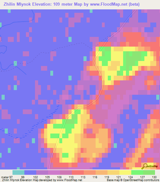 Zhilin Mlynok,Ukraine Elevation Map