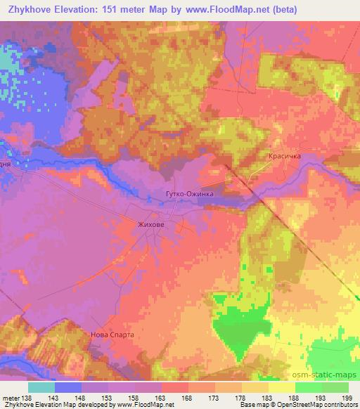 Zhykhove,Ukraine Elevation Map