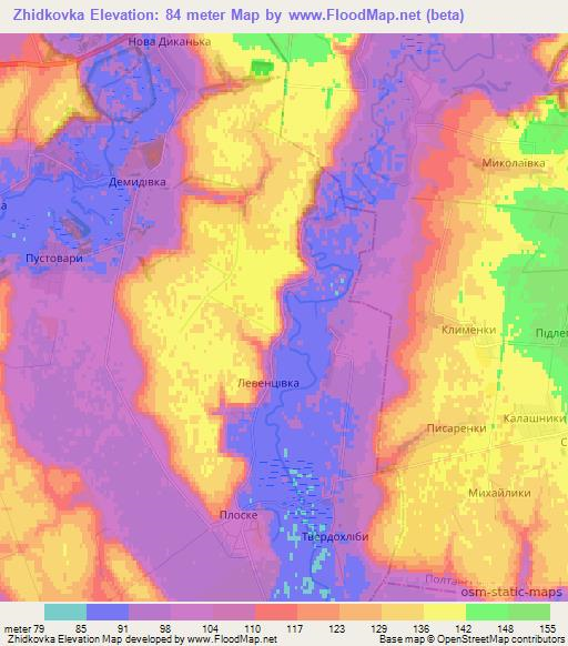 Zhidkovka,Ukraine Elevation Map