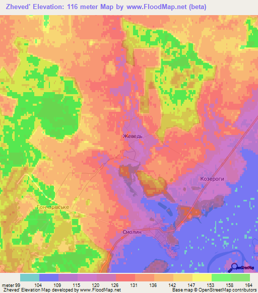 Zheved',Ukraine Elevation Map