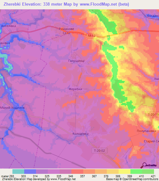 Zherebki,Ukraine Elevation Map