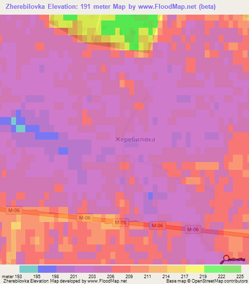 Zherebilovka,Ukraine Elevation Map