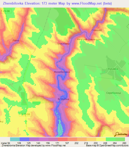 Zherebilovka,Ukraine Elevation Map