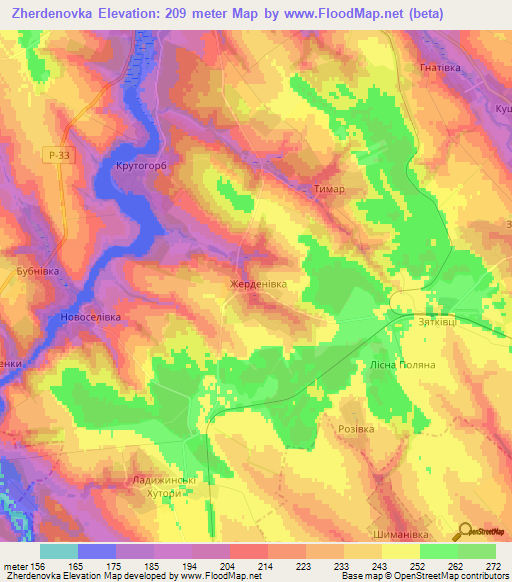 Zherdenovka,Ukraine Elevation Map
