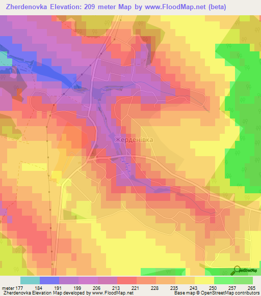 Zherdenovka,Ukraine Elevation Map
