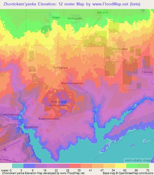 Zhovtokam'yanka,Ukraine Elevation Map