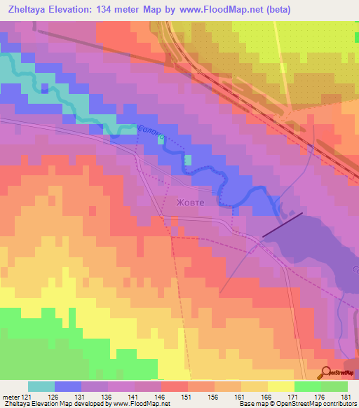 Zheltaya,Ukraine Elevation Map